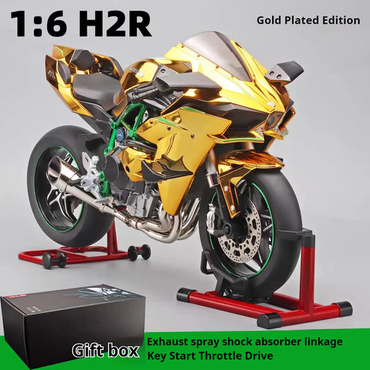 Ignition Start SuPer-Large high-End Spray Dynamic1:6 Kawasaki h2r Simulation Locomotive Motorcycle Alloy Car Model Oversized Toy