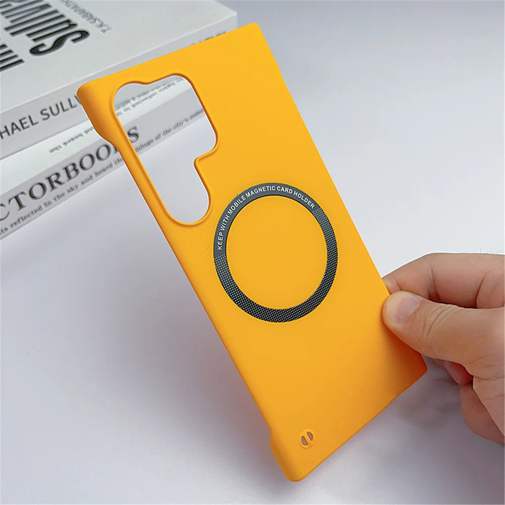 Luxury Ultra Thin Frameless Magnetic For Magsafe Case For Samsung S25 Edge S24 S23 Ultra S22 Plus S21 S20 FE Slim Hard Matte Cap