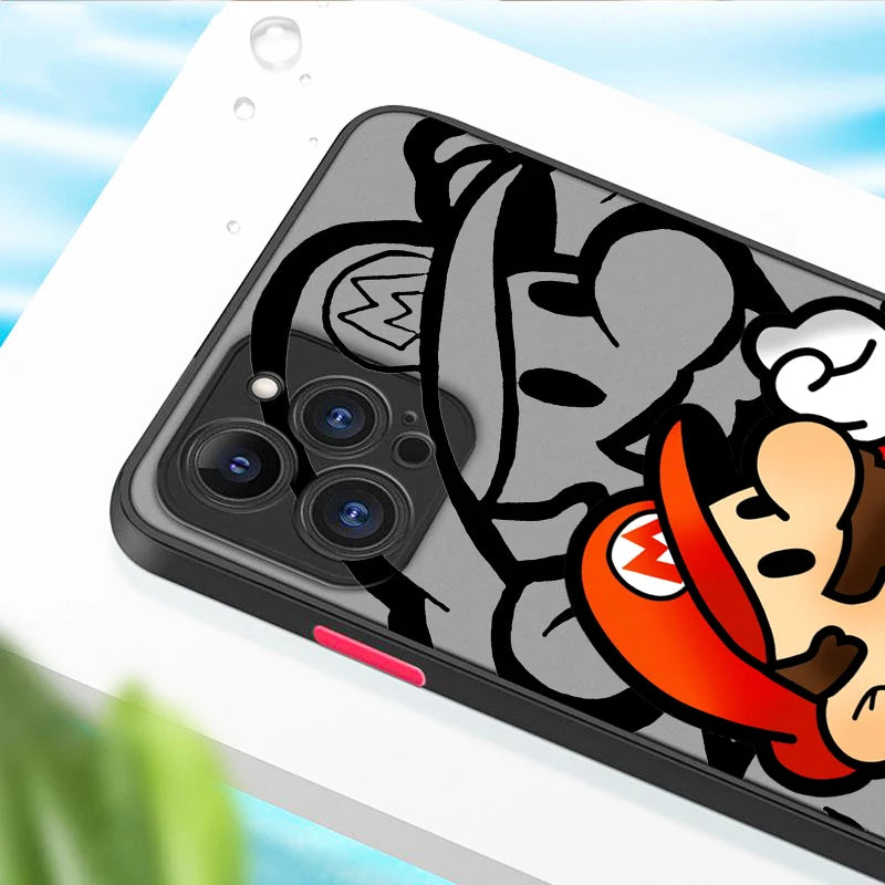 Mario Cool Cute Cartoon Frosted Translucent For Apple iPhone 15 14 13 12 11 XS XR X 8 7 SE Pro Max Plus Mini Soft Phone Case