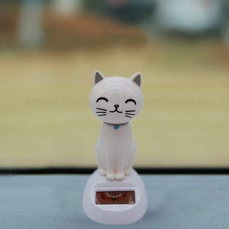 1pc Car Decoration Solar Energy Decoration Shaking Head Doll Cartoon Cat Shape Decoration Gift Creative Interior Automotive