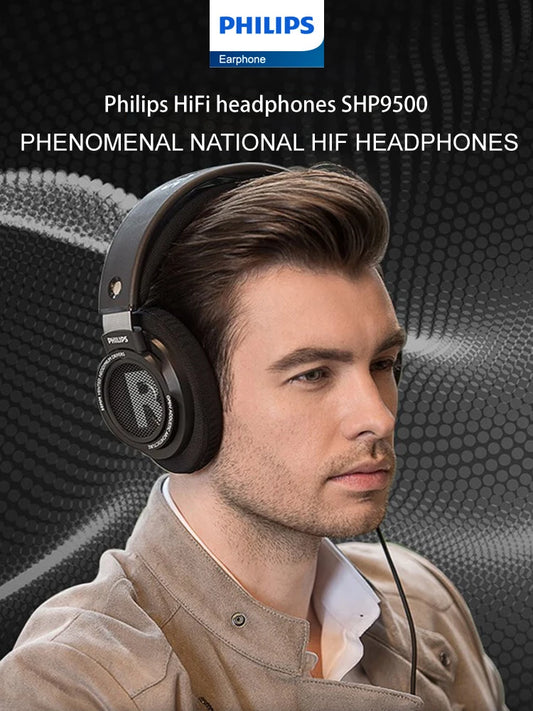 Philips SHP9500 Wired Headphones HiFi Stereo Music Earphone 3.5mm 6.3mm Interface Computer Laptop Mobile Phone Universal Headset