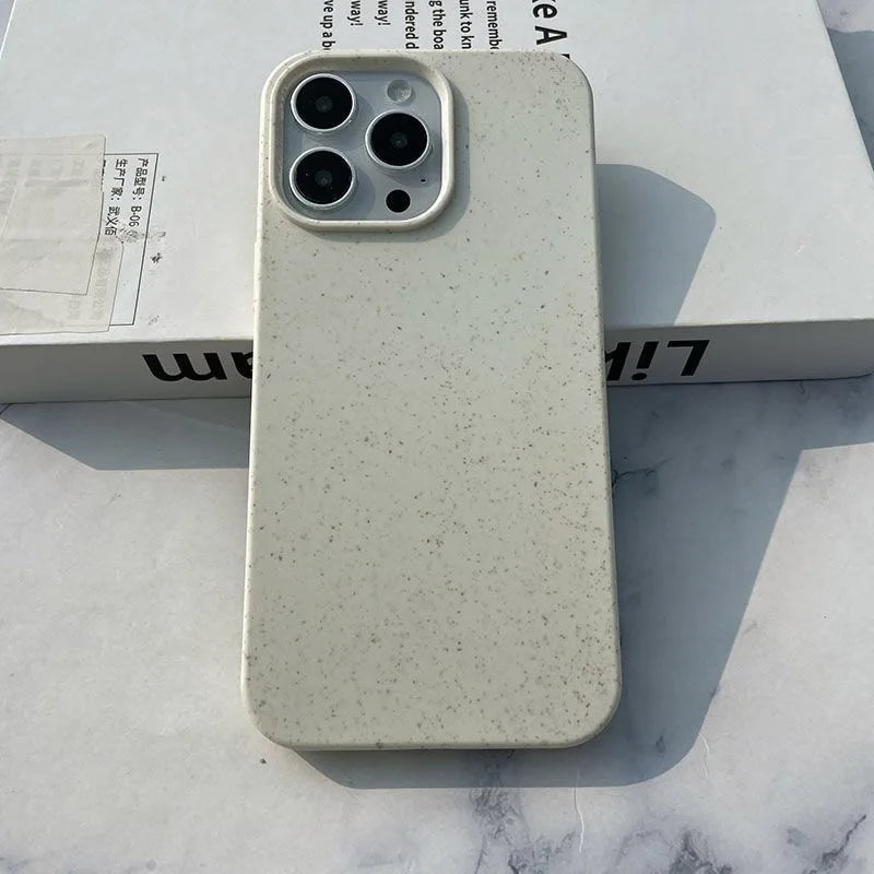 Fashion Wheat Straw Silicone Soft Case For iPhone 17 Air 16E 16 15 14 13 12 11 Pro Max Plus Eco-friendly Shockproof Matte Cover