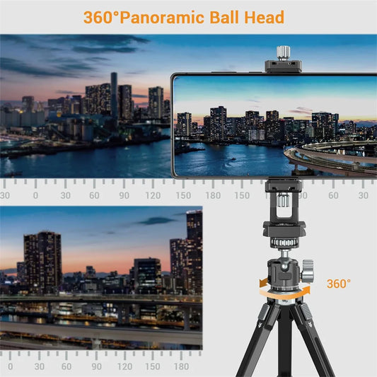 LEAPLIGHT Selfie Stick Tripod w 360 Ball Head Cold Shoe Tabletop Tripod for iPhone 16 15 14 Samsung Phone DSLR Camera Magic Arm