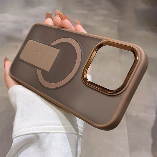 Folding Stand Holder Magnetic Matte Case For iPhone 16 Pro Max 15 14 Plus 13 12 11  For Magsafe Wireless Charge Shockproof Cover