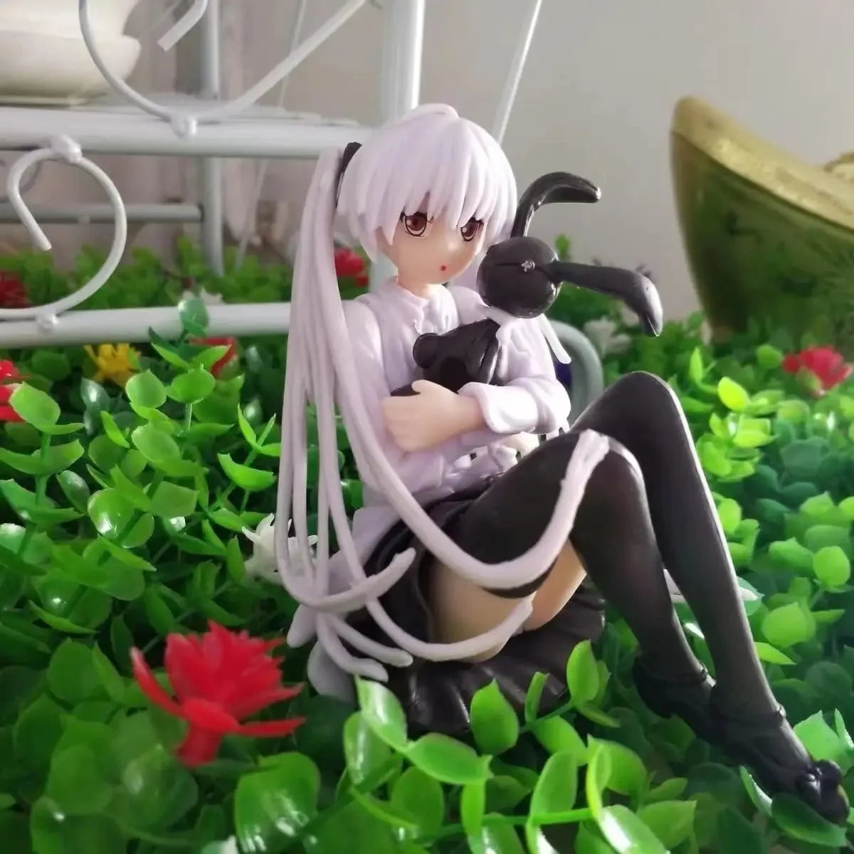 10cm Cute Anime Lady Doll with Rabbit - Perfect Birthday Gift & Home Decoration!