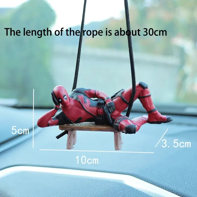 Cartoon Deadpool Car Pendant Rearview Mirror Pendant Interior Accessories Mini Model Toys Action Figures InteriorDecorationModel