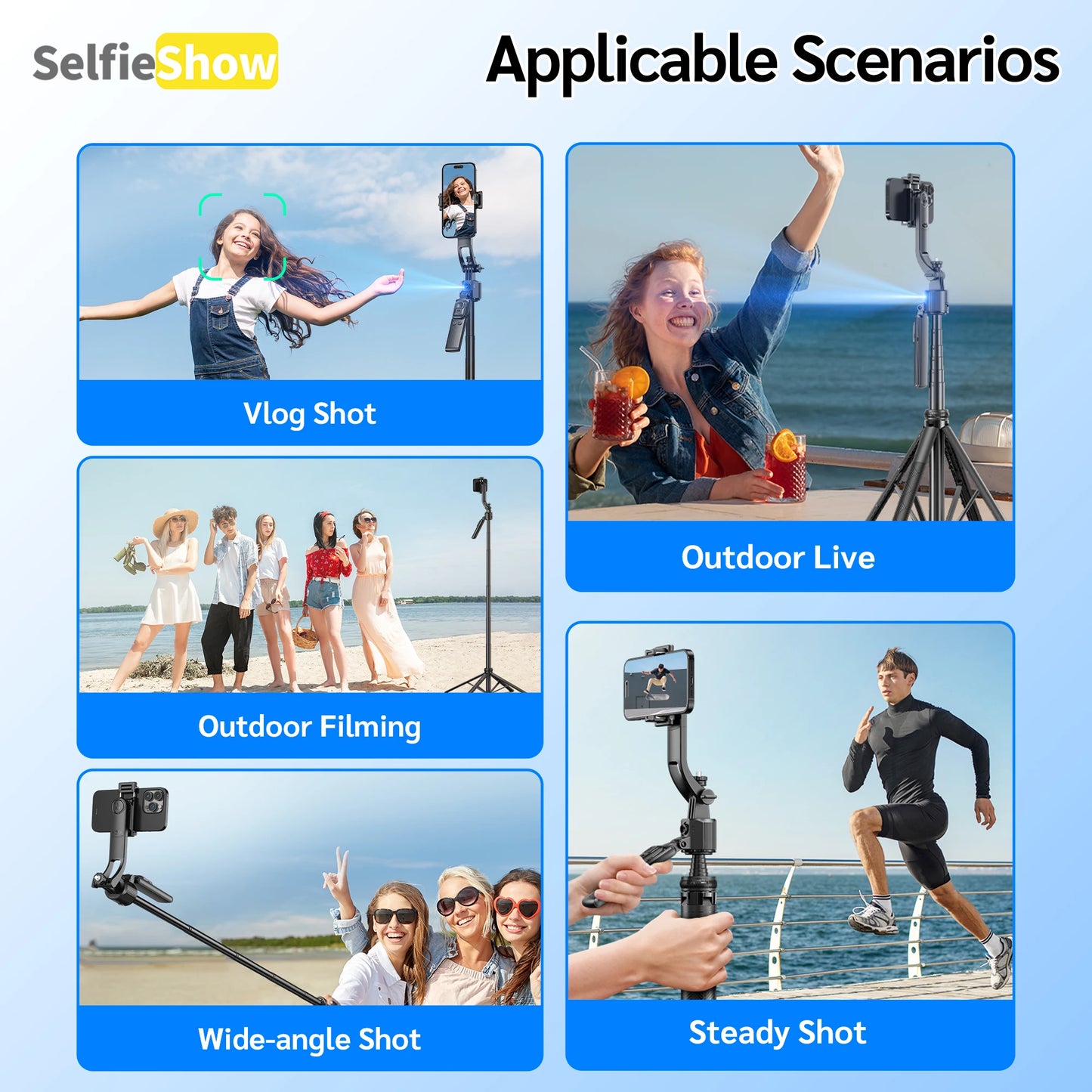 C17 Tripod 360°Auto-Rotation AI Tracking Remote Control Bluetooth Shooting Quadrapod Selfie Stick Stabilizer Optional Fill Light