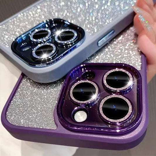 Glitter Diamond Camera Protection Transparent Armor Case For iPhone 15 14 12 11 13 Pro Max Plus Shockproof Hard Acylic Cover