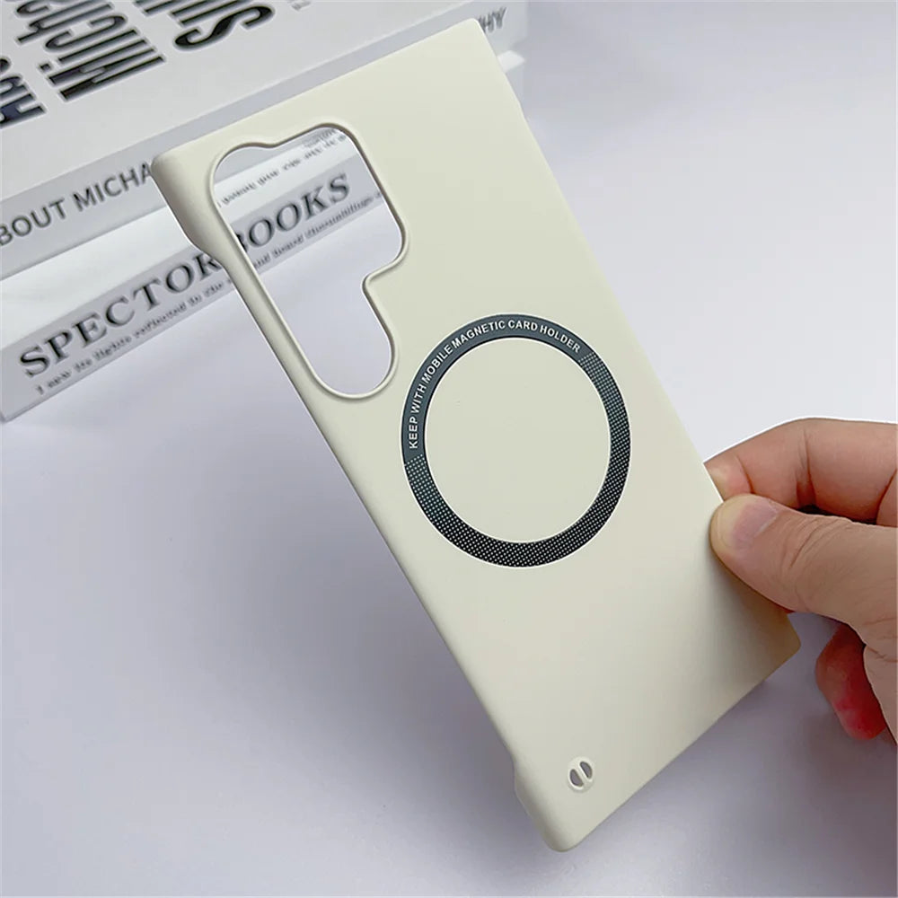 Luxury Ultra Thin Frameless Magnetic For Magsafe Case For Samsung S25 Edge S24 S23 Ultra S22 Plus S21 S20 FE Slim Hard Matte Cap