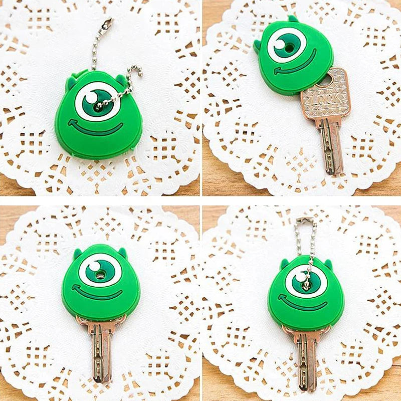 Cartoon Silicone Protective Key Cover Sleeve Key Control Dust Cover Holder Case Cute Animation Figures Keychain Keyring Pendant
