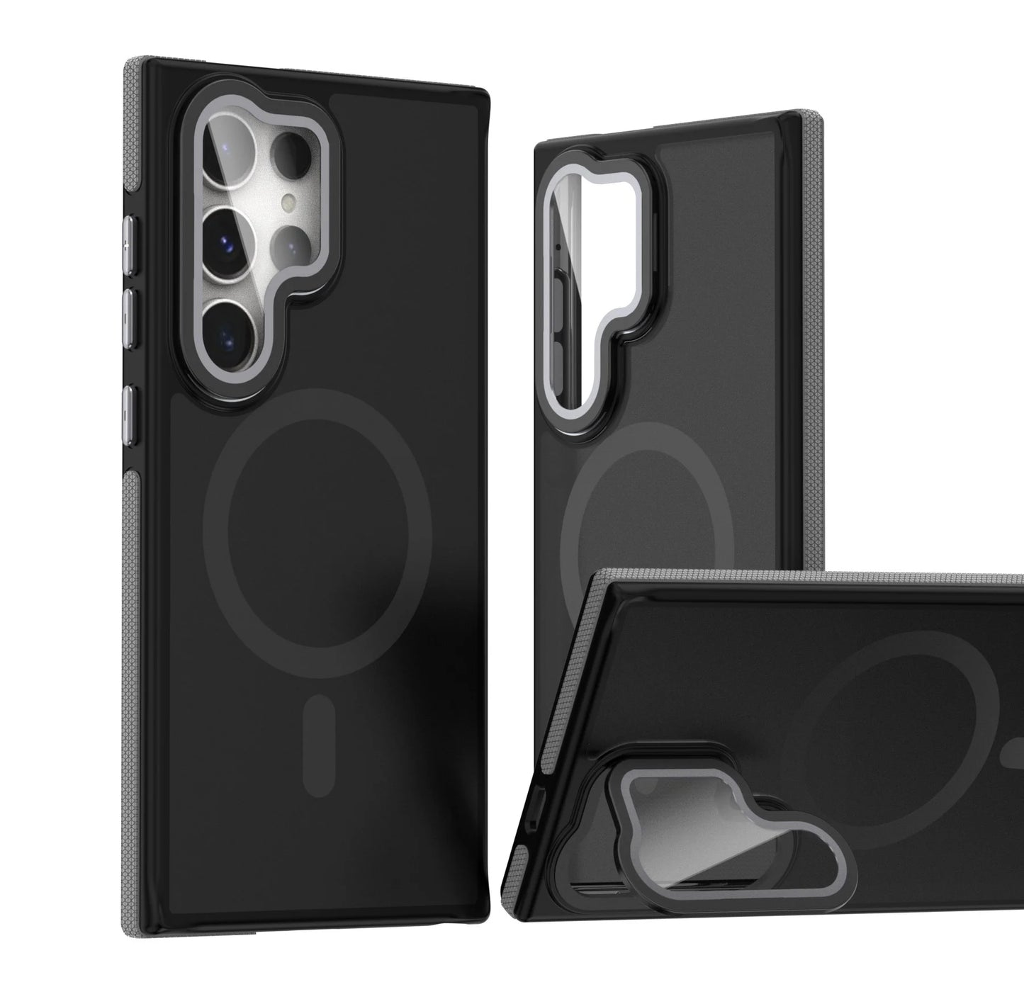 Original Translucent Lens Film Stand Magnetic For Magsafe Case For Samsung Galaxy S25 S24 S23 S22 Plus Ultra Matte Cover Bumper