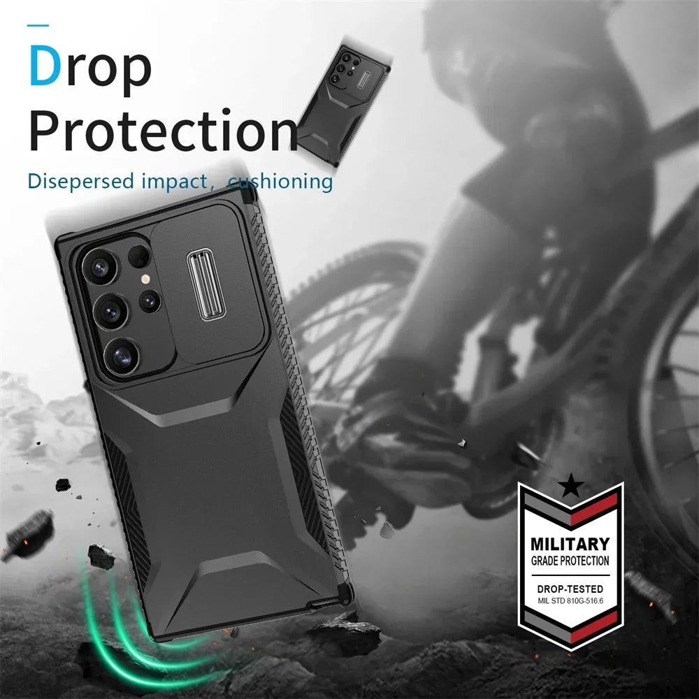 Case For Samsung Galaxy S25 S24 S23 Ultra Plus FE A55 A35 A56 A36 5G Military Grade Shockproof Protective Slide Camera Cover