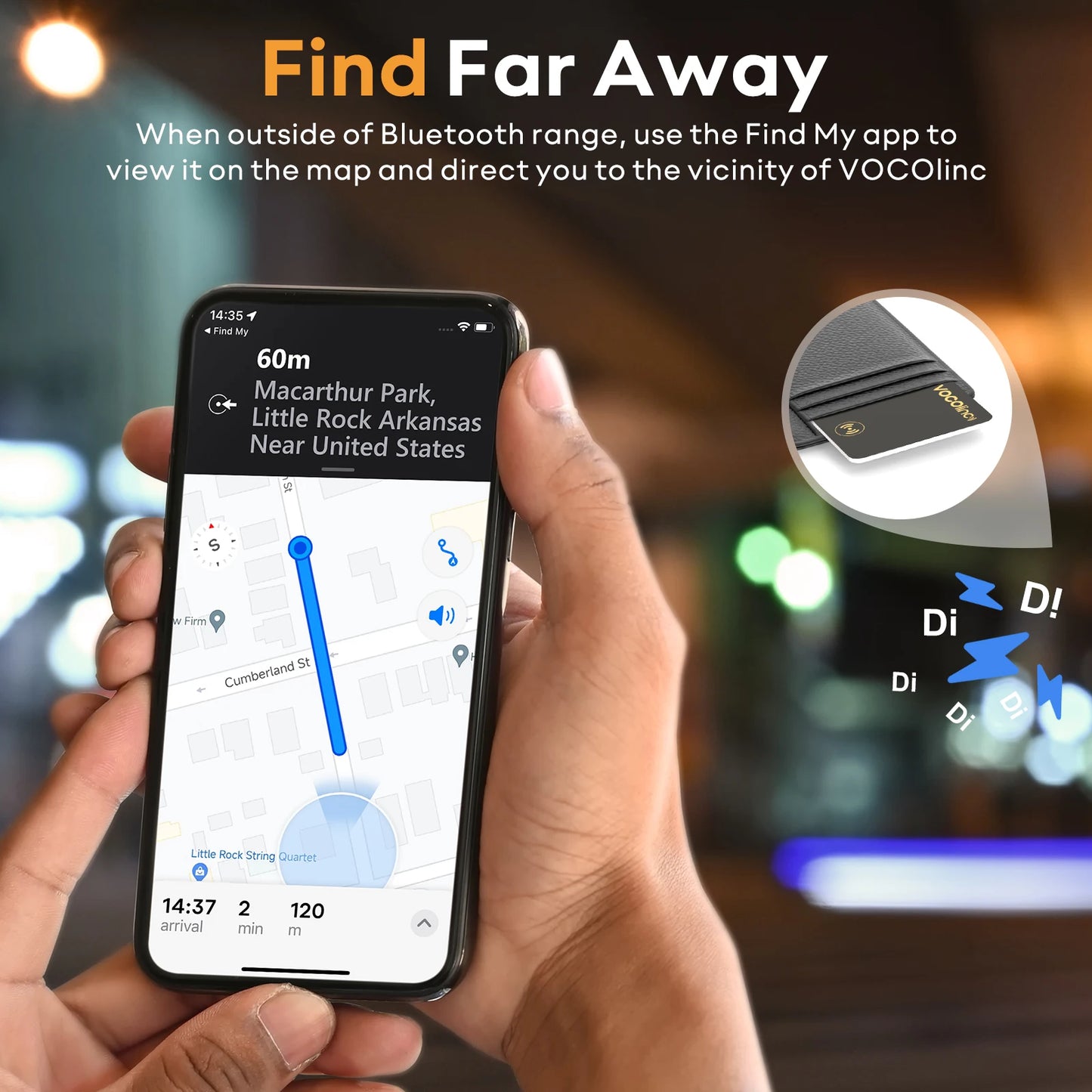 2Pcs VOCOlinc Wallet Tracker Card, GPS Locator Smart Tag, Find My (IOS Only), Key Finder Bluetooth Tracker, No Charging Required