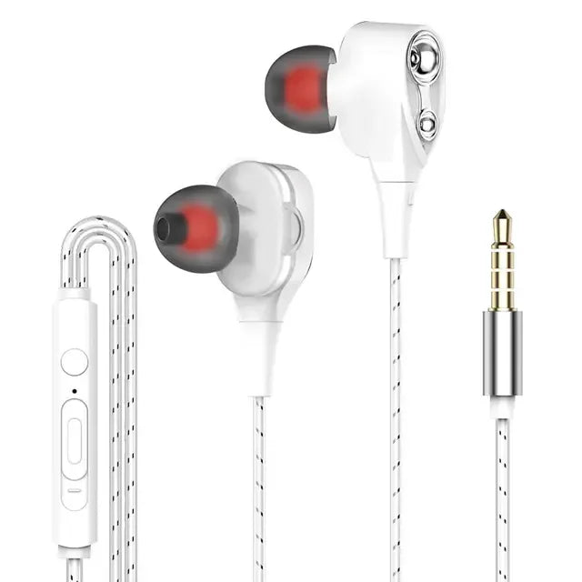 Explosive Double Moving Coil Headphones In Ear Subwoofer Cross Border Wire Controlled Fever Hifi Headphones With Shocking Sound