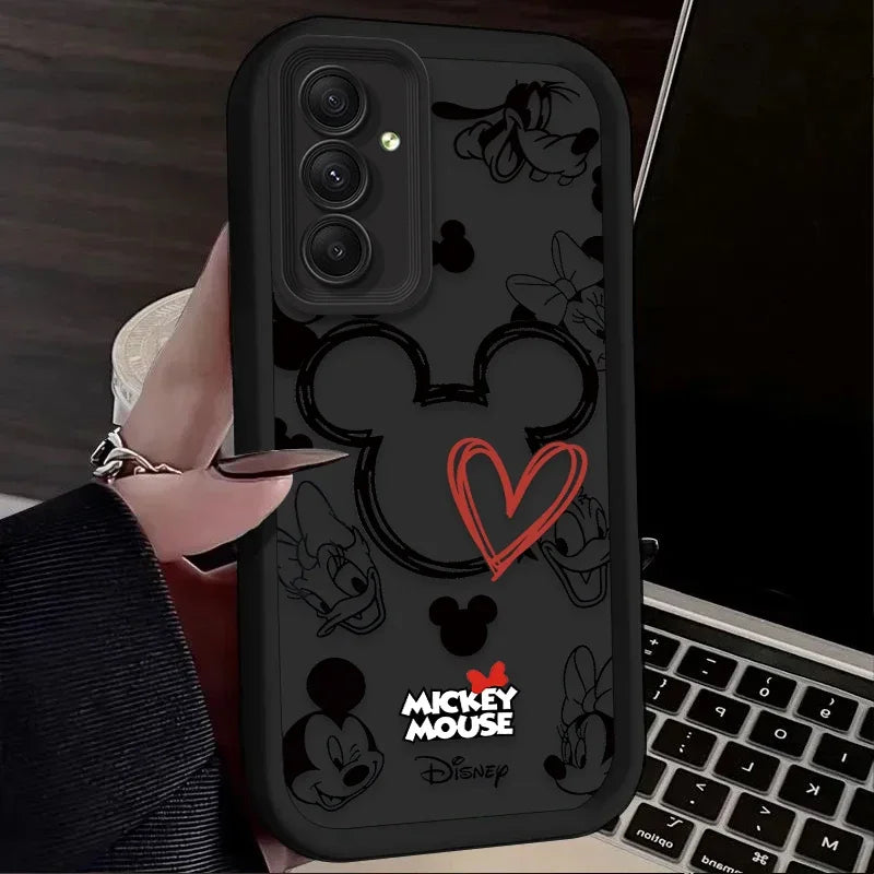 Cute Disney Mickey Minnie Phone Case for Samsung Galaxy S25 S24 S23 Ultra S22 S21 Plus FE 5G A54 A34 A14 A73 A53 A33 5G Cover