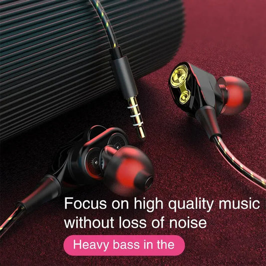 Explosive Double Moving Coil Headphones In Ear Subwoofer Cross Border Wire Controlled Fever Hifi Headphones With Shocking Sound