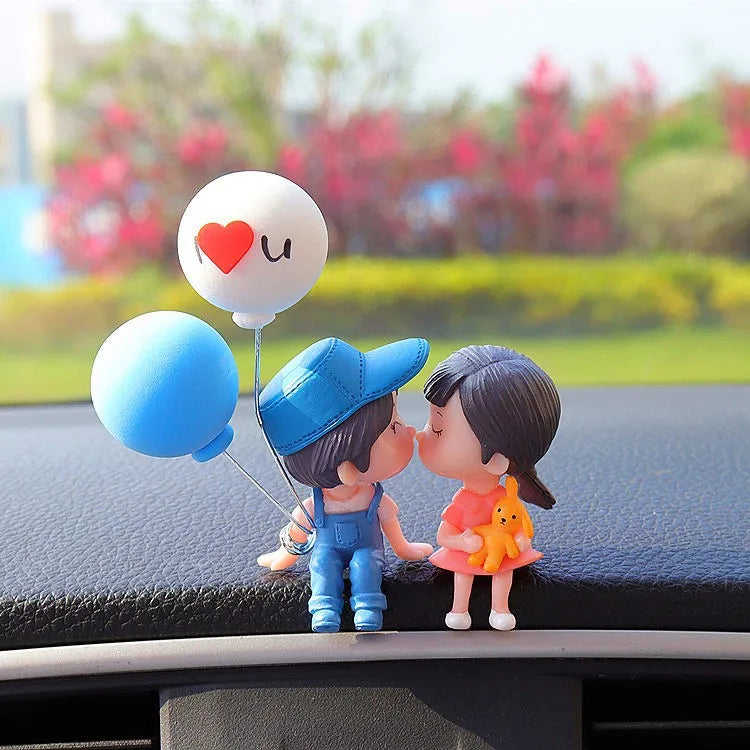 Car Accessories Cute Cartoon Couples Action Figure Figurines Balloon Ornament Auto Interior Dashboard for Girls Gifts Drop