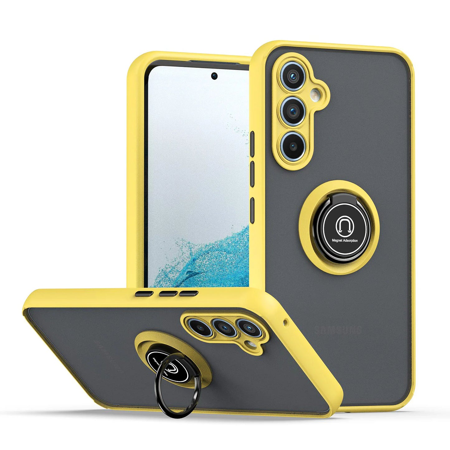Shockproof Armor Matte Case For Samsung Galaxy A55 A54 A35 A15 A34 A25 A14 A53 A33 A52S S23 S22 S24 Ultra Plus Ring Magnet Cover