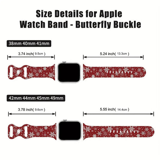 Silicone Christmas Strap for Apple Watch Band 49mm 46mm 42mm 45mm 44mm 41mm Holiday Bracelet for iWatch Ultra 11 10 9 8 7 6 5 SE