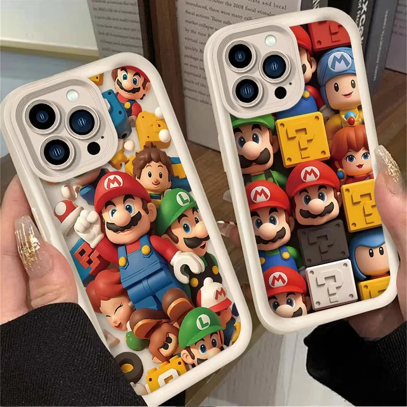 Lovely S-Super M-Mario Bros Phone Case For iPhone 16 15 14 13 12 11 Pro Max XS Max XR 7 8 Plus Shockproof Silicone Soft Cover