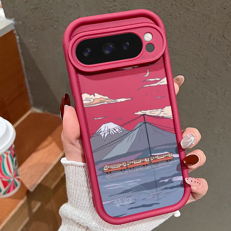 Landscape Pattern Solid Color TPU Case For Google Pixel 8 7 Pro 8A Pixel 9 Pro XL Shockproof Soft Silicone Cover Protector Cases
