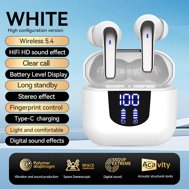 TWS wireless earphones, heavy bass stereo noise reduction for calls, ultra-long battery life, low-latency game mode