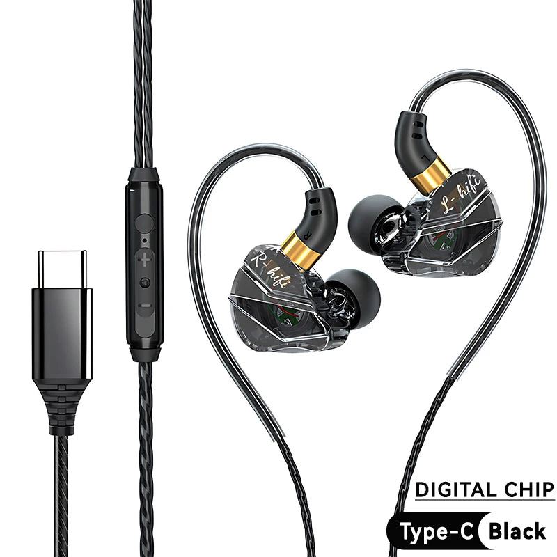 9D Surround HIFI Heavy Bass Headset 3.5MM/Type-C Digital Chip With Mic In-Ear Wired Headphones Music Sports For Samsung Android