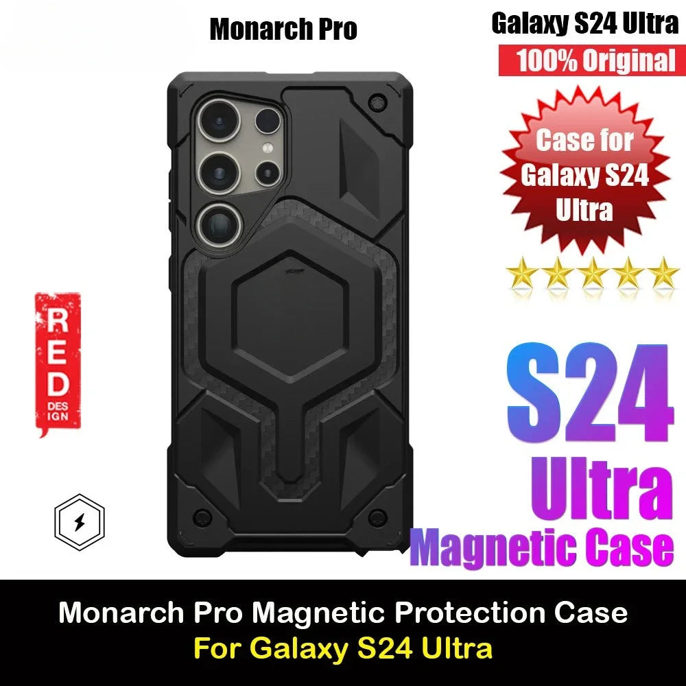 Kevlar Monarch Pro Serie High Qualitiy Drop Protection Case with Magnetic Charging Compatible for Samsung Galaxy S24 Ultra Cover