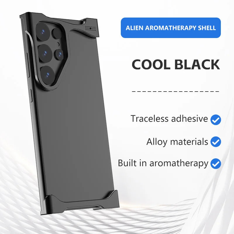 For Samsung Galaxy S23 S24 S25 Ultra S25 Plus Phone Case Irregular Titanium Alloy Bumper Shell With Borderless Protective Cover
