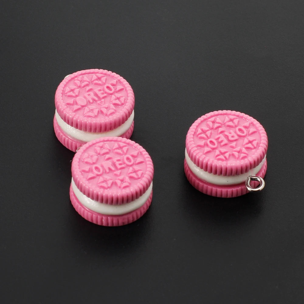 10pcs Macaron Biscuits Cookies Resin Charms Chocolates Snacks Food Pendants for Earrings Keychain Diy Jewelry Making Supplies