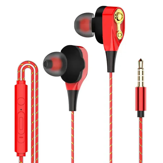 Explosive Double Moving Coil Headphones In Ear Subwoofer Cross Border Wire Controlled Fever Hifi Headphones With Shocking Sound