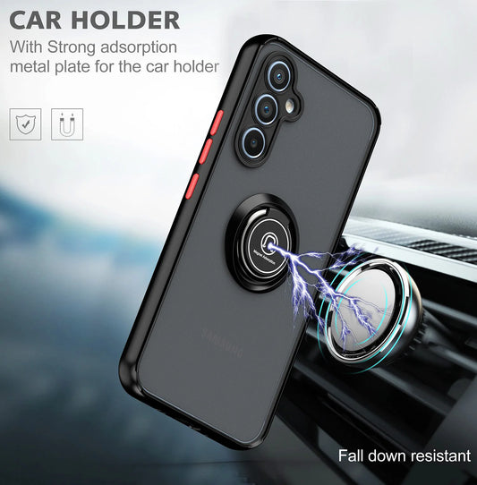 Shockproof Armor Matte Case For Samsung Galaxy A55 A54 A35 A15 A34 A25 A14 A53 A33 A52S S23 S22 S24 Ultra Plus Ring Magnet Cover