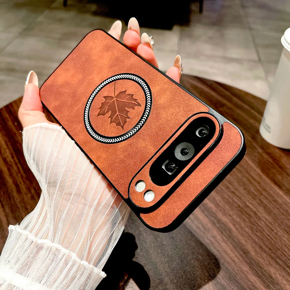 Luxury Faux Leather Case For Google Pixel 9 8 7 Pro XL A 9A 8A 7A Cover For Pixel 9 8 7 Pro XL 9A 8A 7A Magsafe Wireless Charge