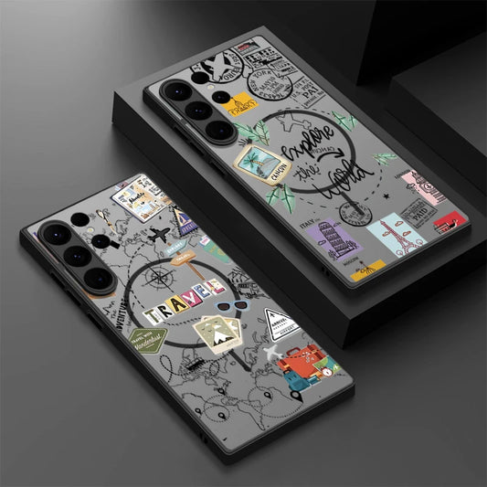 Airplane Snow Mountain Case For Samsung Galaxy S25 Ultra Capa S24 Ultra S23 S22 Plus S21 S20 FE Magnetic For Magsafe Matte Cover