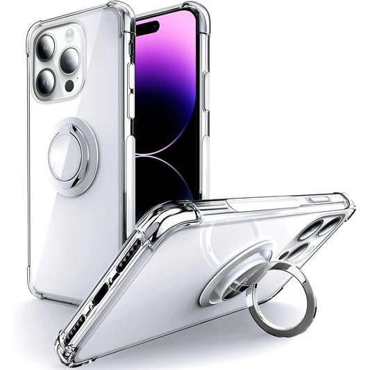 Transparent Ring Holder Phone Case for IPhone 16 16E 13 12 Mini 15 14 11 Pro Max X XS XR 5 6 7 8 Plus Soft Shell Shockproof Cove