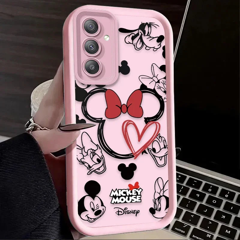 Cute Disney Mickey Minnie Phone Case for Samsung Galaxy S25 S24 S23 Ultra S22 S21 Plus FE 5G A54 A34 A14 A73 A53 A33 5G Cover