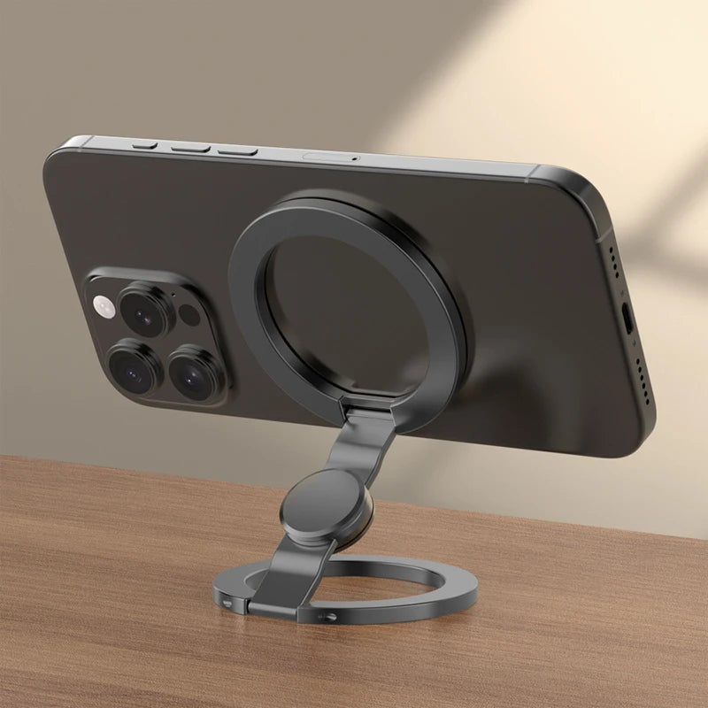 2025 Double-Sided MagSafe Phone Holder for iPhone 14/15/16, Foldable 360° Rotating Stand with Strong Magnet & Finger Grip Suppor