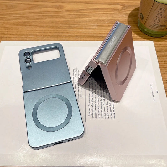 for Samsung ZFlip 4 Luxury for Magsafe Matte Case for Samsung Galaxy Z Flip 6 4 3 5 7 Flip4 Wireless Charger Soft Silicone Cover