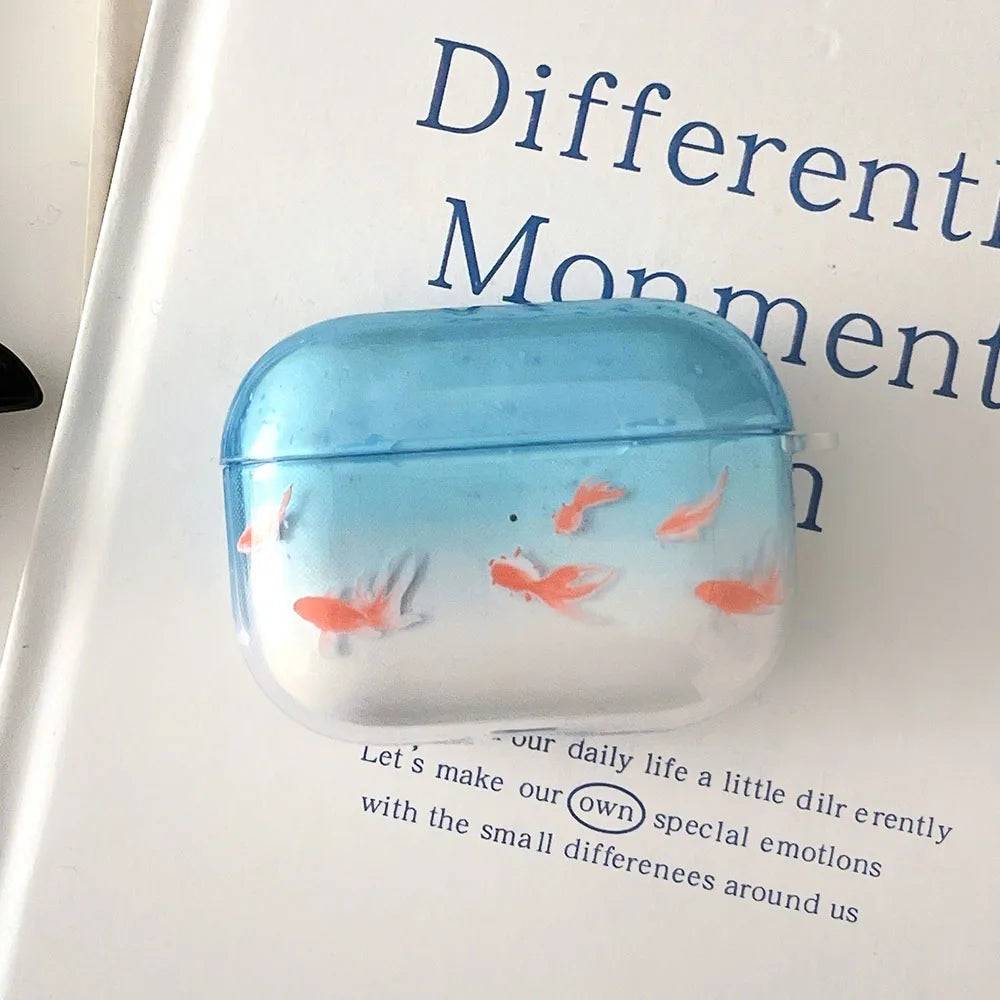 Cute and ornamental koi gradient earphone case for airpods 2 3 4 TPU soft protective cover for airpods pro 2 2nd charge box case