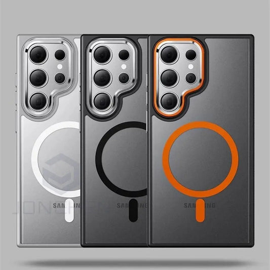 Magnetic Non-slip Bumper Armor Case For Samsung Galaxy S25 S24 S22 Ultra S23 Plus For Magsafe Wireless Charge Shockproof Cover