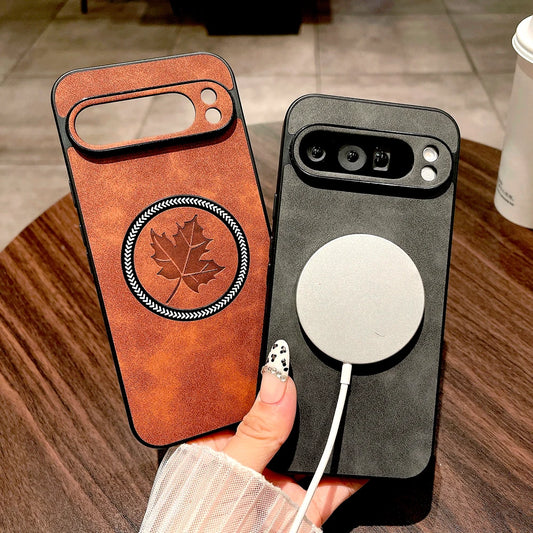 Luxury Faux Leather Case For Google Pixel 9 8 7 Pro XL A 9A 8A 7A Cover For Pixel 9 8 7 Pro XL 9A 8A 7A Magsafe Wireless Charge