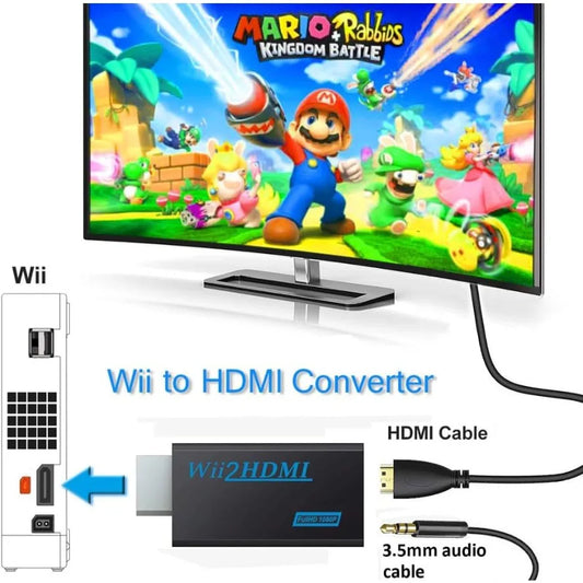 WII To HDMI Converter Full HD 1080P WII To HDMI Wii 2 HDTV Converter Wii To HDMI Adapter 3.5mm Audio for PC HDTV Monitor Display