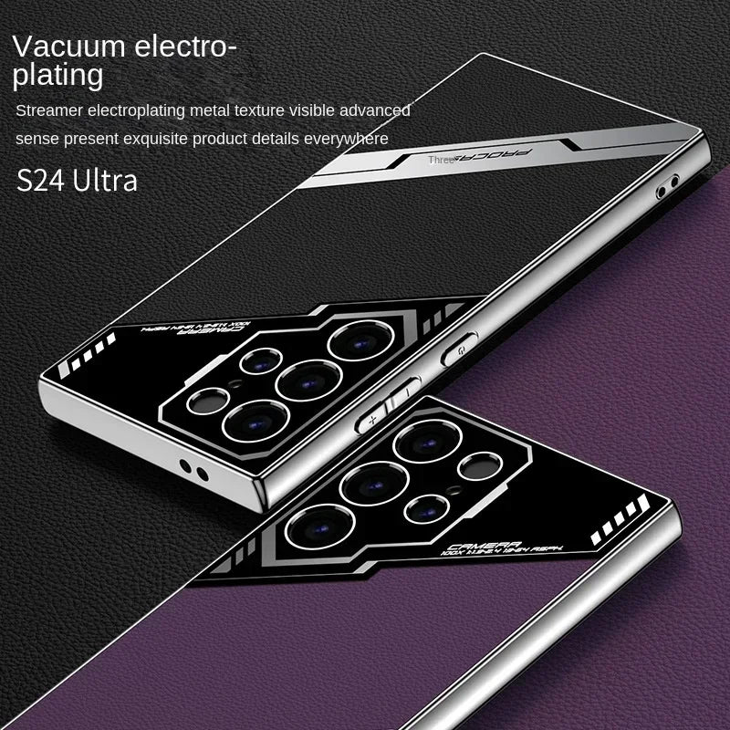 Galaxy S25 Plus Electroplating Leather S25 Ultra Phone Case for Samsung Galaxy S25 S24 S23 Ultra Protective Shockproof Cover