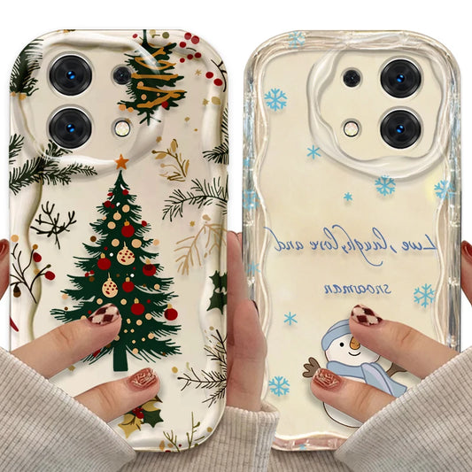 Pine Branch Christmas Wave Case for Xiaomi Redmi Note 14 13 12 11 10 Pro Plus 5G 9 14C 13C 4G 12C 10C 10S Liquid Silicone Cover