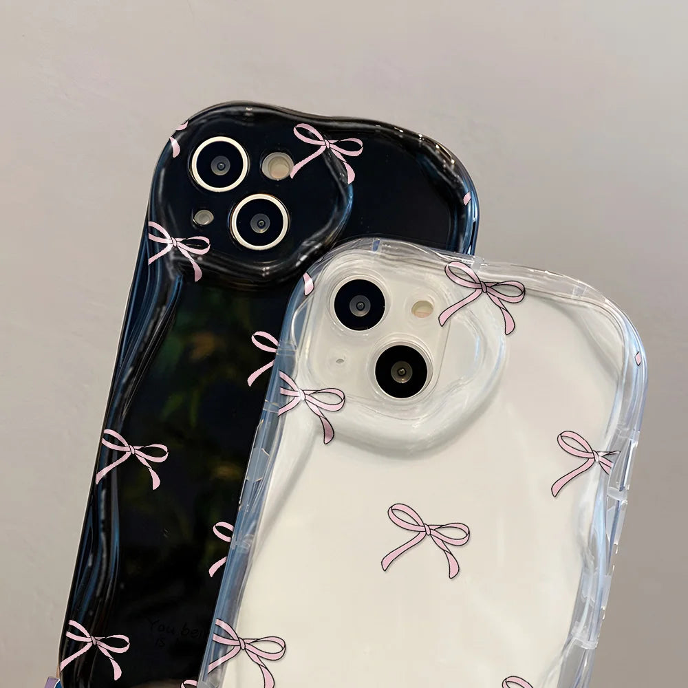 Clear Soft Curly Wave Case For Samsung A55 5G A54 A53 A52 A35 A34 A32 A24 A23 A22 A14 A13 A12 S24 Ultra S23 S22 S21 S20 FE Cover