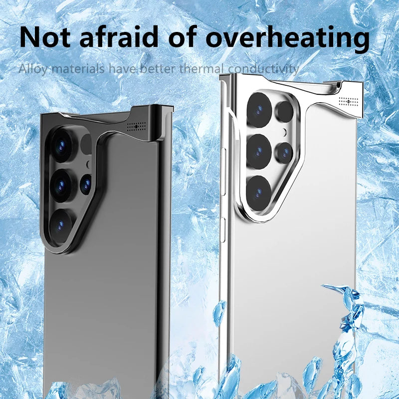 For Samsung Galaxy S23 S24 S25 Ultra S25 Plus Phone Case Irregular Titanium Alloy Bumper Shell With Borderless Protective Cover