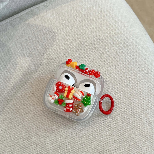Merry Christmas Tree Santa Claus gift candy sweet snowman 3D earphone case for apple airpods 4 3 pro 2nd 2 1 charging box cover