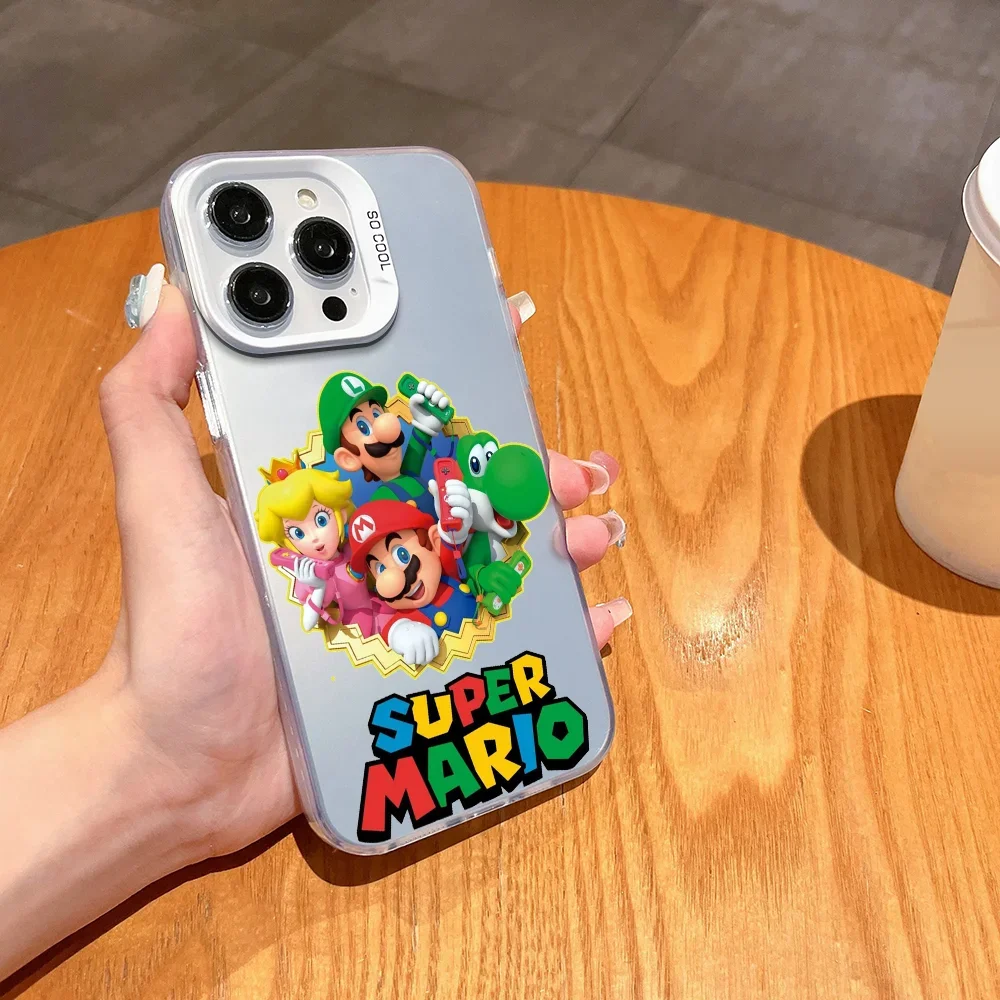 CARTOON T-The S-Super Mario Bros Movie  phone case FUNDA for iPhone 12 13 14 15 16 Max Pro Plus Mini Silver lMDaser Color Cover