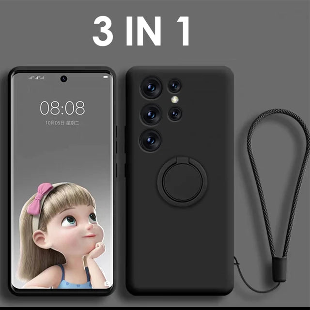 Magnetic Holder Case For Samsung Galaxy S24 S23 S22 S21 Ultra Plus S20 FE Note 20 A54 A53 A52 A13 A14 A34 Liquid Silicone Cover
