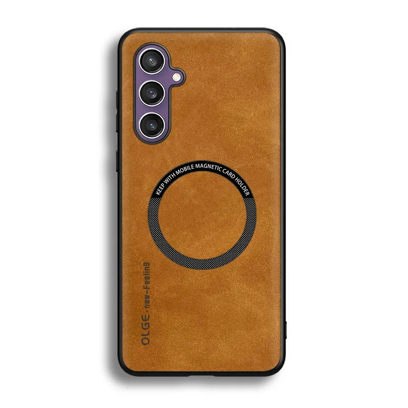Magnetic For Magsafe Leather Case For Samsung Galaxy S23 S22 Ultra S21 FE S25 S24 Ultra Luxury Wireless Charge Shockproof Cover